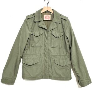 Levi's Olive Military Field Jacket Cotton Lined Utility Jacket Size M